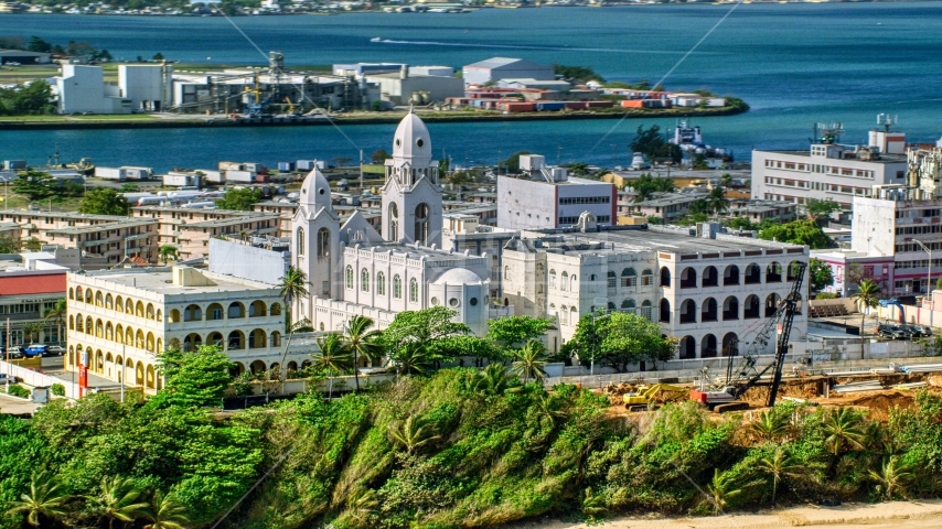 Iglesia San Agustín cathedral in San Juan, Puerto Rico Aerial Stock Photo AX101_008.0000000F | Axiom Images