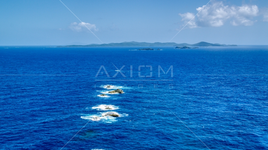 Tiny islands near the larger Caribbean island of Culebra, Puerto Rico  Aerial Stock Photo AX102_100.0000000F | Axiom Images