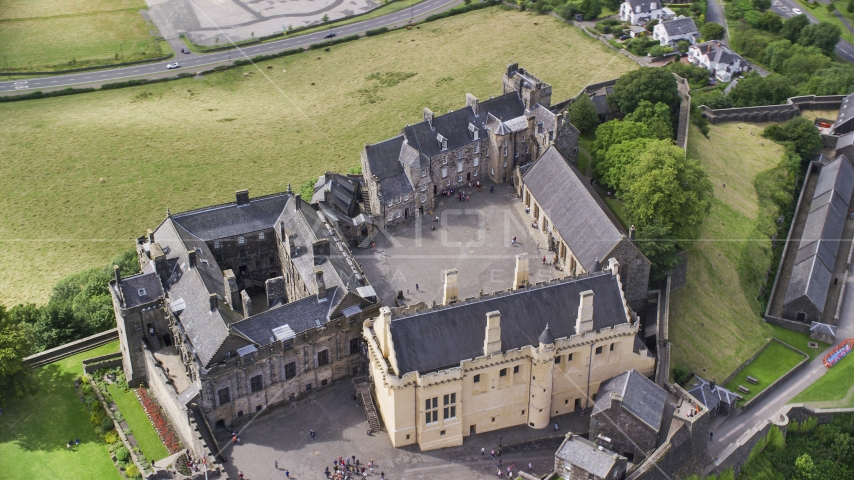 Stirling Castle and its grounds, Scotland Aerial Stock Photo AX109_041.0000104F | Axiom Images