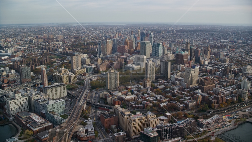 Skyscrapers in Brooklyn, New York City Aerial Stock Photo AX120_129.0000281F | Axiom Images