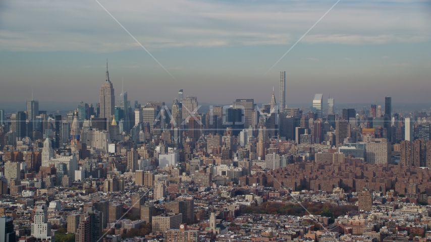 Skyscrapers in Midtown Manhattan in Autumn, New York City Aerial Stock Photo AX120_137.0000077F | Axiom Images