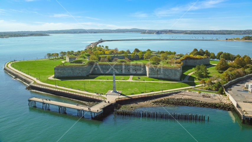 Fort Independence in Massachusetts Aerial Stock Photo AX142_289.0000212 | Axiom Images