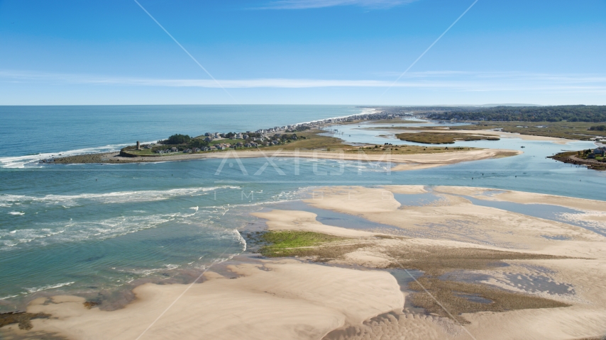 Coastal homes by New Inlet, Humarock, Massachusetts Aerial Stock Photo AX143_047.0000000 | Axiom Images