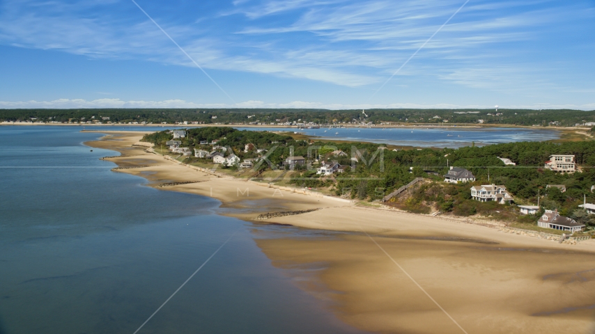 Beachfront homes overlooking Chipman's Cove in Wellfleet, Massachusetts Aerial Stock Photo AX143_193.0000238 | Axiom Images