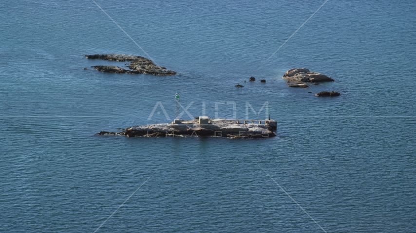 A view of Dumpling Rocks Light on Dumpling Rocks, Massachusetts Aerial Stock Photo AX144_183.0000000 | Axiom Images