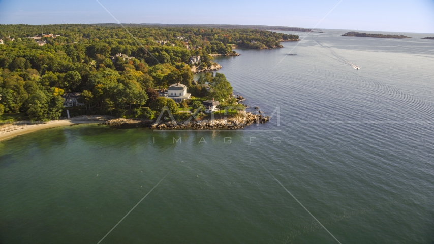 Oceanfront mansions in Beverly, Massachusetts Aerial Stock Photo AX147_054.0000000 | Axiom Images