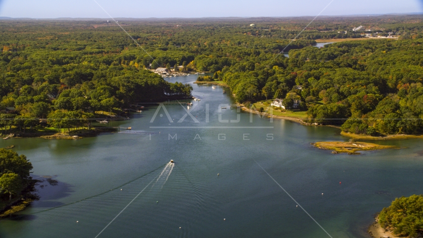 A creek situated among trees, Rye, New Hampshire Aerial Stock Photo AX147_172.0000047 | Axiom Images