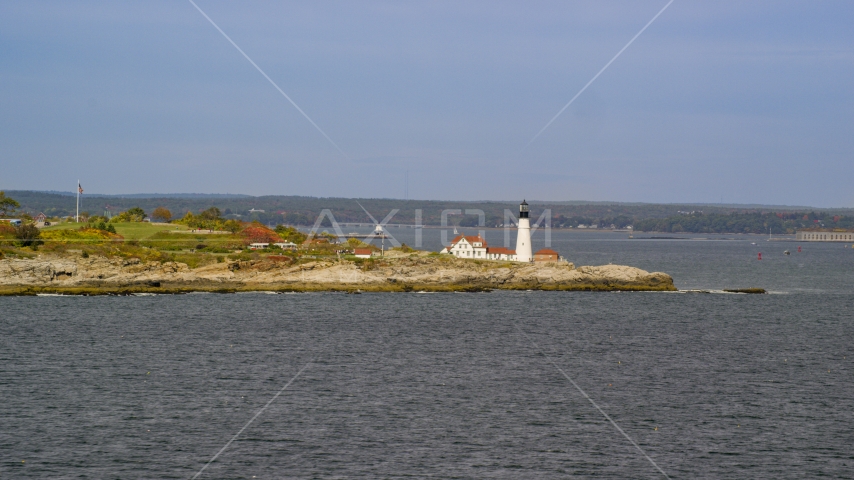 Portland Head Light in autumn, Cape Elizabeth, Maine Aerial Stock Photo AX147_308.0000000 | Axiom Images