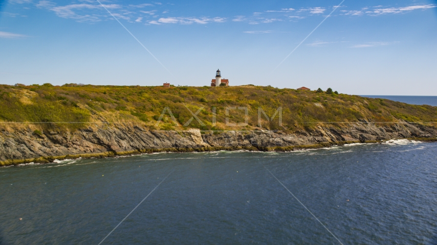 Seguin Island, and Seguin Light in autumn, Phippsburg, Maine Aerial Stock Photo AX147_389.0000000 | Axiom Images