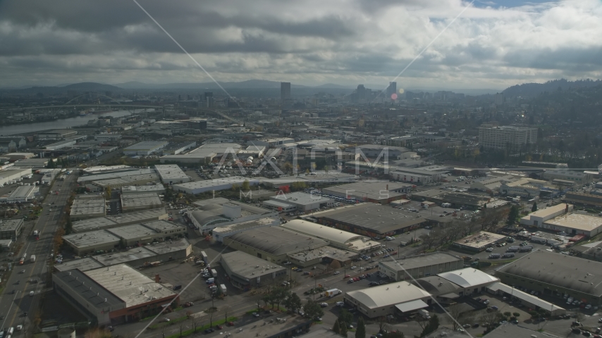 Warehouse buildings in Northwest Portland, Oregon Aerial Stock Photo AX153_065.0000333F | Axiom Images