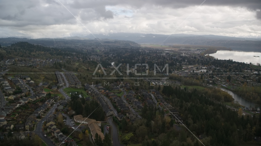 Tract Homes in the small town of Camas, Washington Aerial Stock Photo AX153_158.0000217F | Axiom Images