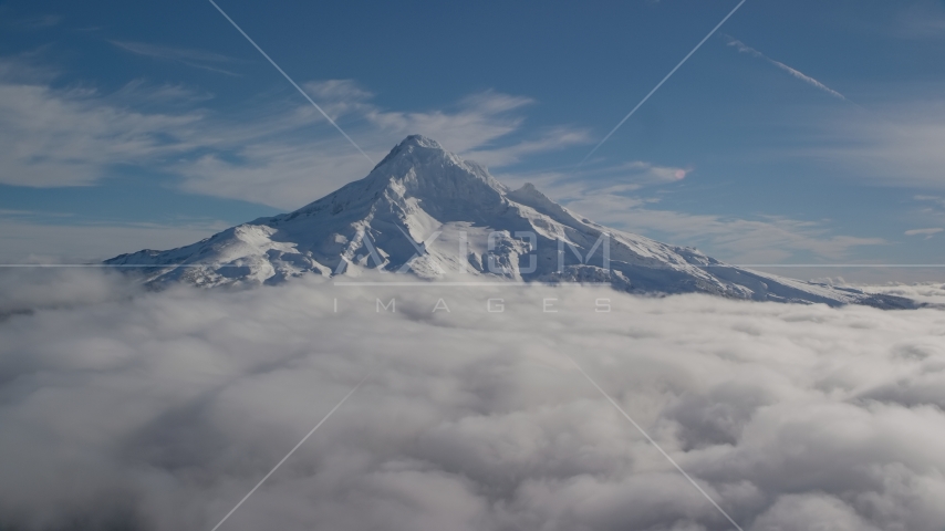 Mount Hood with snow, Cascade Range, Oregon Aerial Stock Photo AX154_071.0000188F | Axiom Images