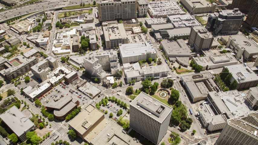 Office buildings around Hurt Park in Downtown Atlanta, Georgia Aerial Stock Photo AX36_025.0000074F | Axiom Images