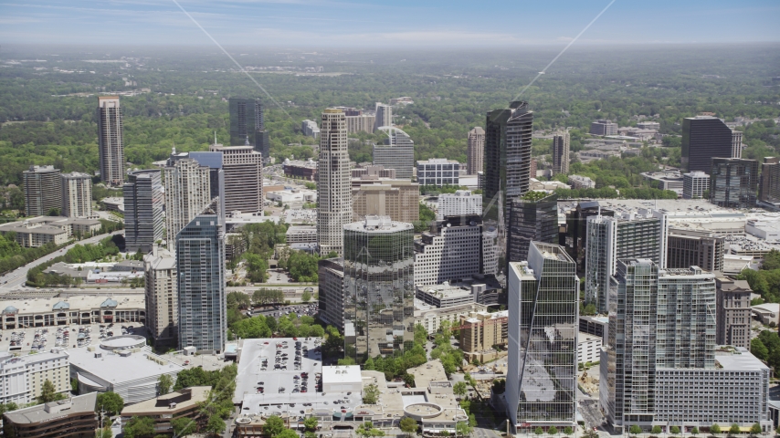 Buckhead skyscrapers and office buildings, Atlanta, Georgia Aerial Stock Photo AX36_057.0000056F | Axiom Images