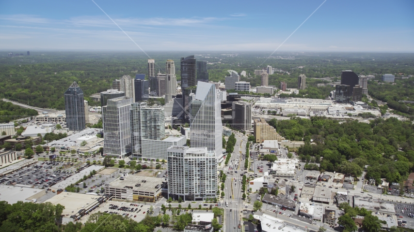 Terminus Atlanta and skyscrapers, Buckhead, Georgia Aerial Stock Photo AX36_068.0000093F | Axiom Images