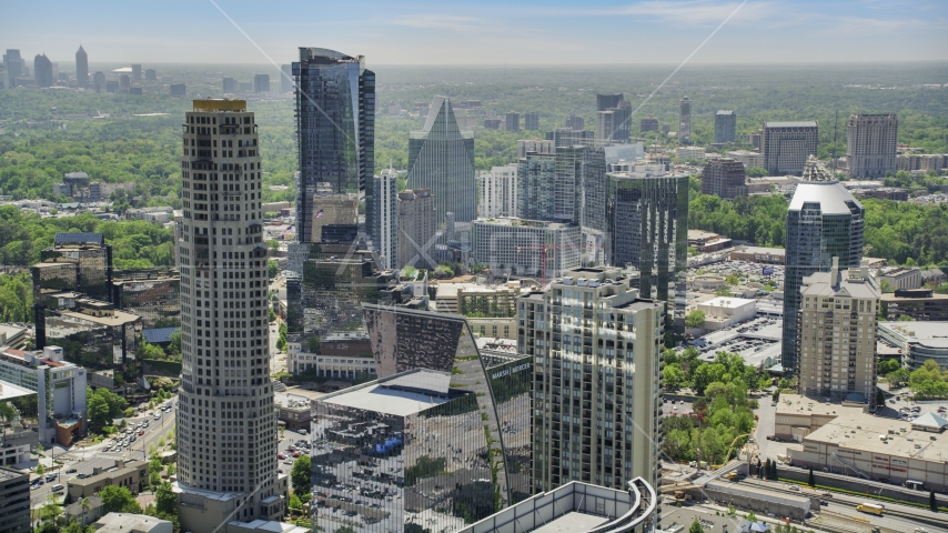 Skyscrapers near Marsh Mercer Building, Buckhead, Georgia Aerial Stock Photo AX36_075.0000000F | Axiom Images