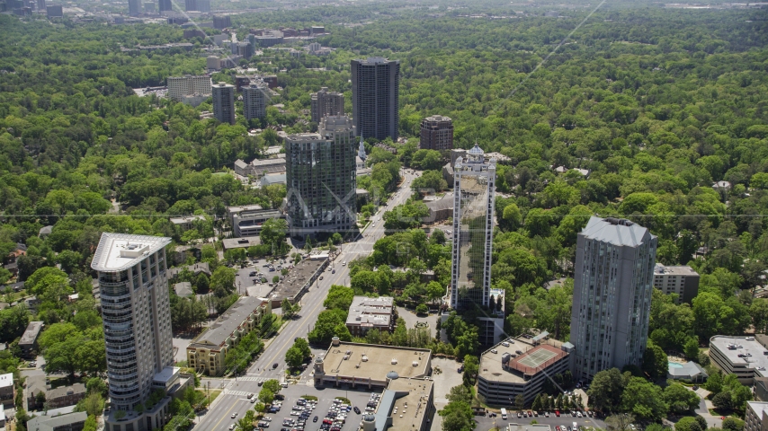 2828 Peachtree, wooded area, Buckhead, Georgia Aerial Stock Photo AX36_079.0000101F | Axiom Images