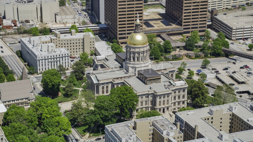 Georgia State Capitol, Downtown Atlanta, Georgia Aerial Stock Photo AX36_097.0000313F | Axiom Images