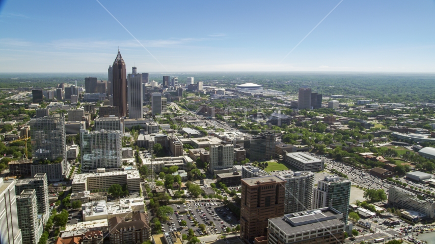 Bank of America Plaza, Downtown skyscrapers from Midtown Atlanta, Georgia Aerial Stock Photo AX37_036.0000259F | Axiom Images