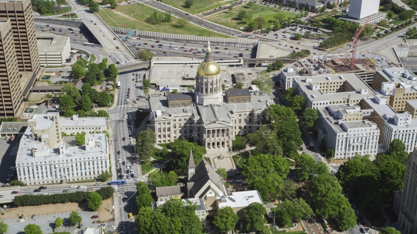 Georgia State Capitol, Downtown Atlanta, Georgia Aerial Stock Photo AX37_060.0000287F | Axiom Images