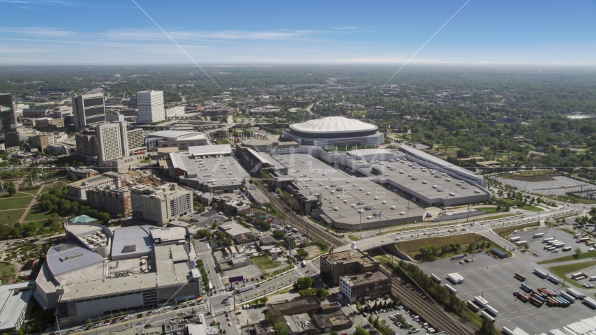 Georgia Dome and surrounding neighborhoods, Atlanta, Georgia Aerial Stock Photo AX37_075.0000251F | Axiom Images