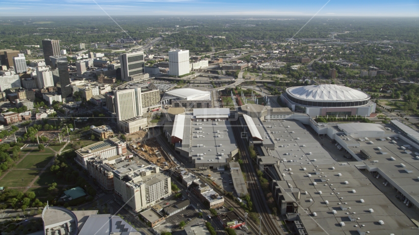 Georgia Dome and Georgia World Congress Center, Atlanta, Georgia Aerial Stock Photo AX38_080.0000186F | Axiom Images