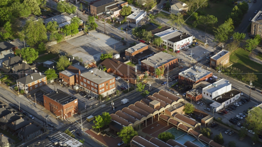 Church near Martin Luther King Jr Memorial Fountain, East Atlanta, Georgia Aerial Stock Photo AX39_010.0000265F | Axiom Images