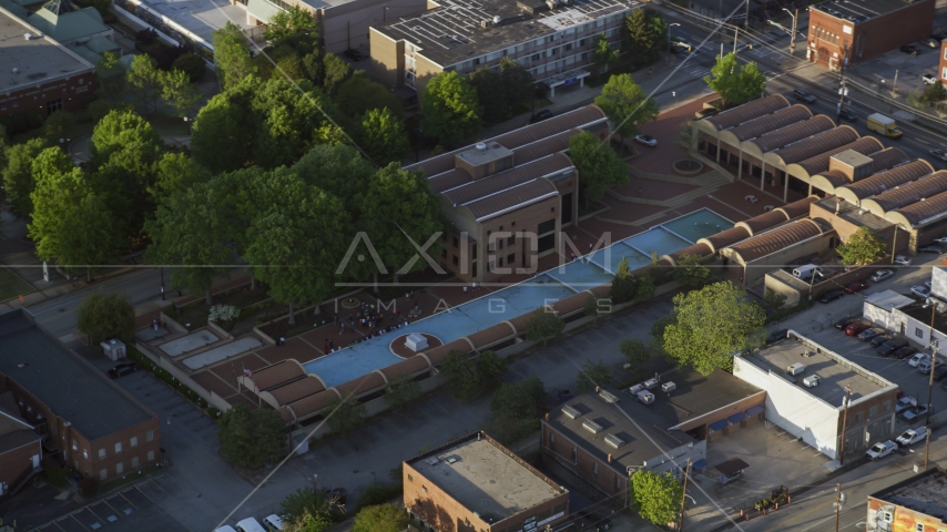 Martin Luther King Jr. Memorial Fountain at sunset, Atlanta, Georgia Aerial Stock Photo AX39_012.0000188F | Axiom Images