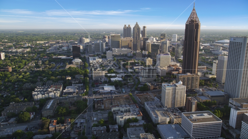 Downtown Atlanta towers seen from near Bank of America Plaza, Georgia Aerial Stock Photo AX39_035.0000276F | Axiom Images