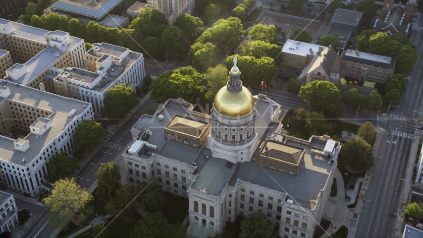 Looking down on the Georgia State Capitol, Downtown Atlanta Aerial Stock Photo AX39_040.0000191F | Axiom Images