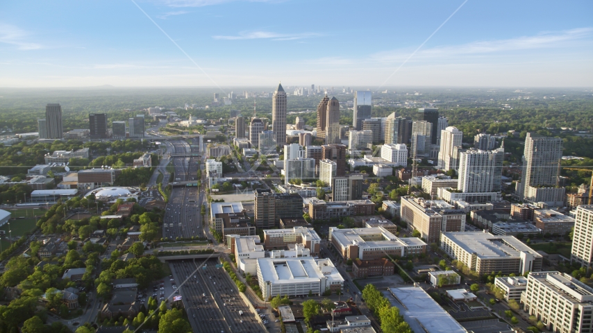 Downtown Connector to One Atlantic Center, Midtown Atlanta, Georgia Aerial Stock Photo AX39_050.0000225F | Axiom Images