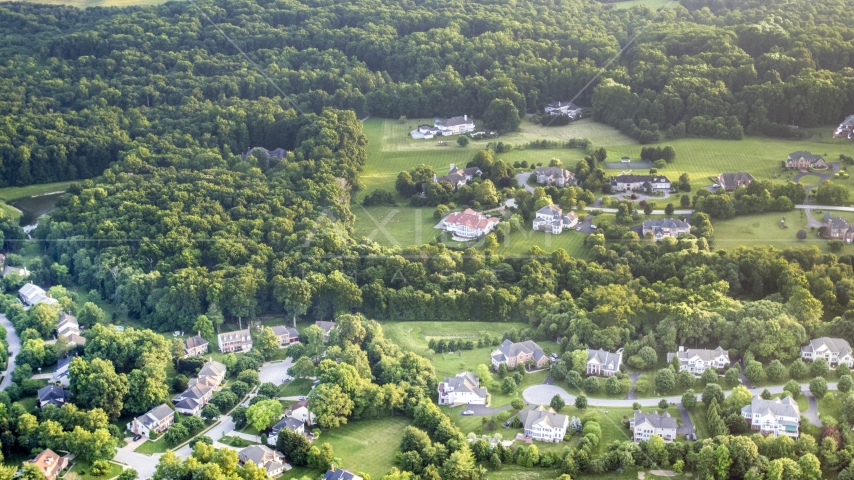 Spacious mansions mansions in Clifton, Virginia Aerial Stock Photo AXP074_000_0001F | Axiom Images