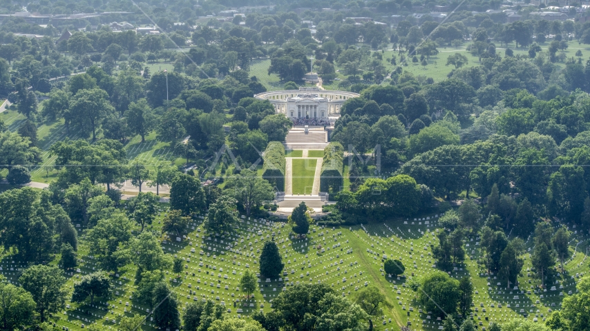 The Tomb of the Unknown Soldier at Arlington National Cemetery in Washington DC Aerial Stock Photo AXP075_000_0023F | Axiom Images