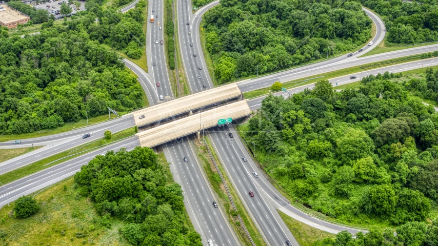 The interchange between Clarksville Pike and Columbia Pike, Maryland Aerial Stock Photo AXP078_000_0002F | Axiom Images