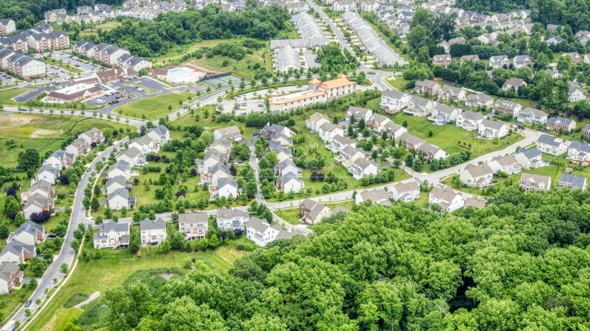 Tract homes in Ellicott City, Maryland Aerial Stock Photo AXP078_000_0003F | Axiom Images