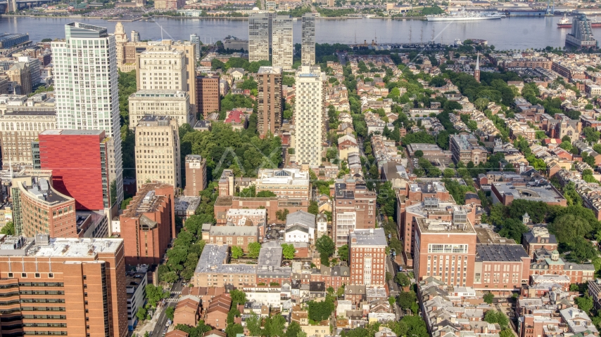 Apartment and office buildings around Washington Square in Downtown Philadelphia, Pennsylvania Aerial Stock Photo AXP079_000_0010F | Axiom Images