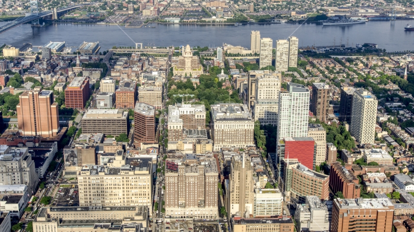 Apartment complexes around Independence National Historical Park, Downtown Philadelphia, Pennsylvania Aerial Stock Photo AXP079_000_0017F | Axiom Images