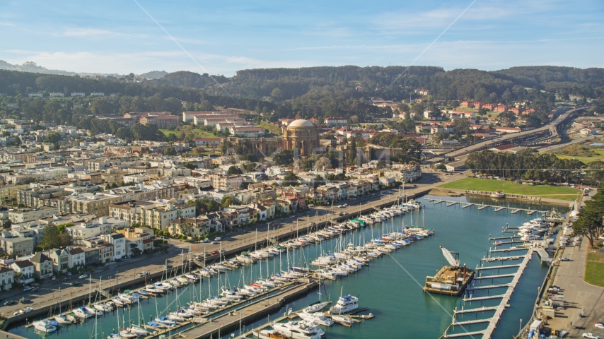 Yacht Harbor and Palace of Fine Arts, San Francisco, California Aerial Stock Photo DCSF05_030.0000415 | Axiom Images