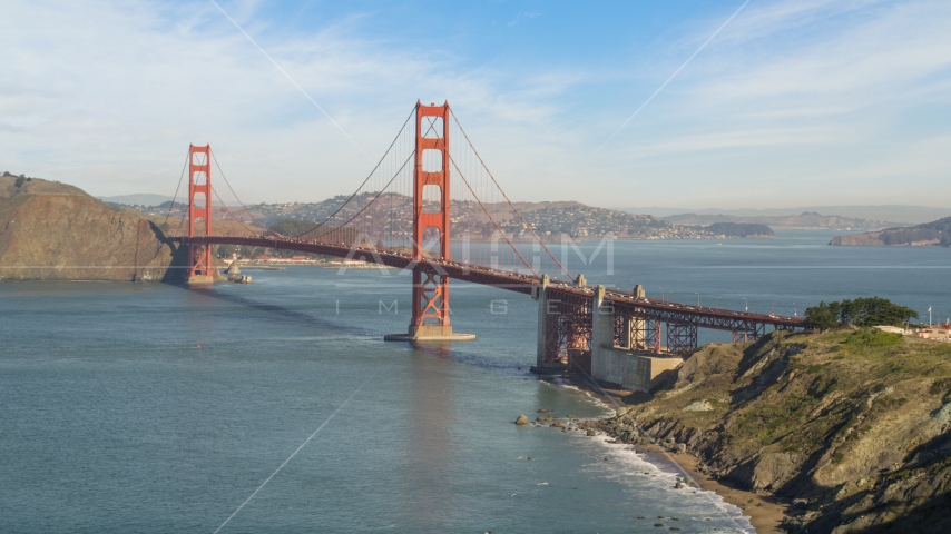 The south side of the Golden Gate Bridge, San Francisco, California Aerial Stock Photo DCSF05_062.0000261 | Axiom Images