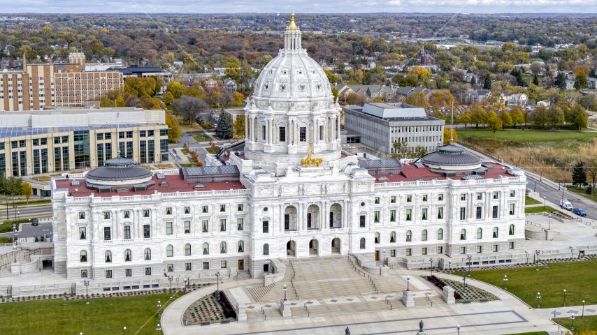 The a view of the front of the Minnesota State Capitol in Saint Paul, Minnesota Aerial Stock Photo DXP001_000376 | Axiom Images