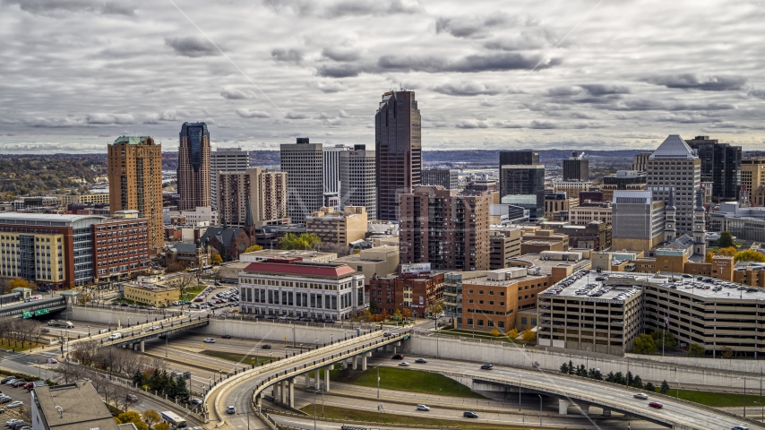 The city skyline of Downtown Saint Paul, Minnesota Aerial Stock Photo DXP001_000387 | Axiom Images