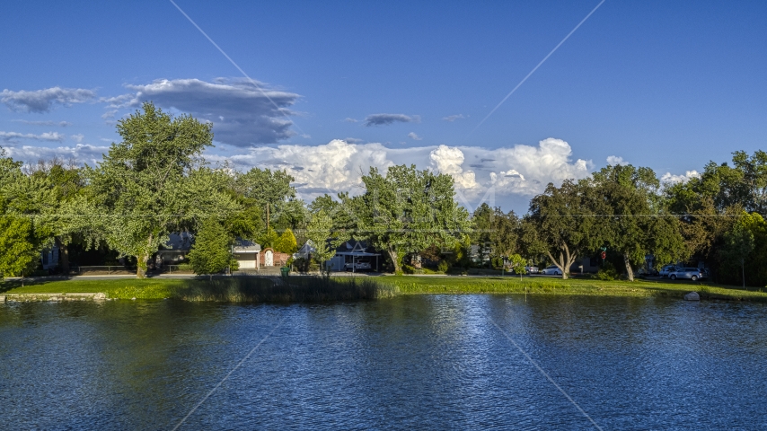 Lakefront houses in Reno, Nevada Aerial Stock Photo DXP001_005_0001 | Axiom Images