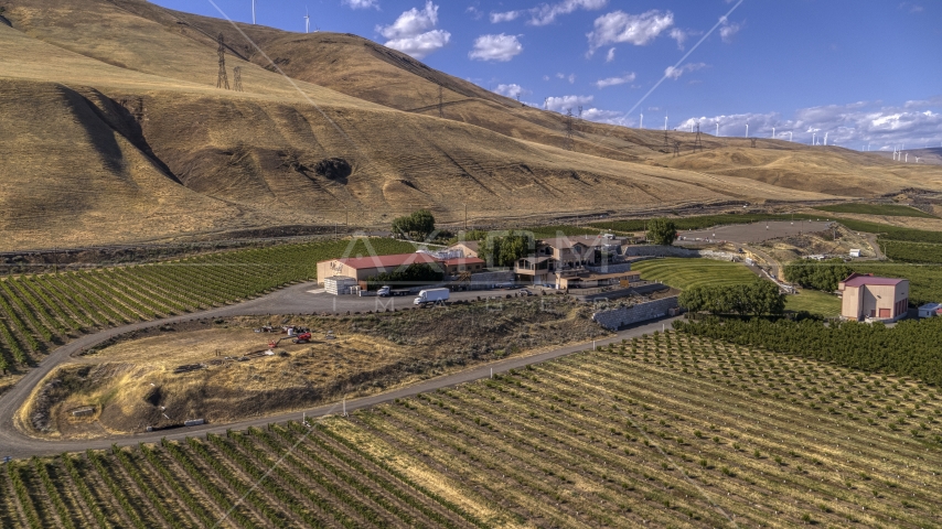 The buildings at the Maryhill Winery in Goldendale, Washington Aerial Stock Photo DXP001_018_0016 | Axiom Images