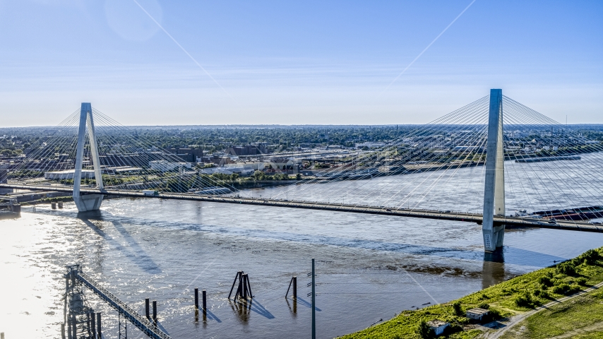 The Stan Musail Veterans Memorial Bridge in St. Louis, Missouri Aerial Stock Photo DXP001_026_0002 | Axiom Images