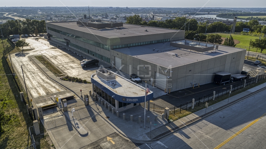 An FBI office building in Kansas City, Missouri Aerial Stock Photo DXP001_050_0003 | Axiom Images