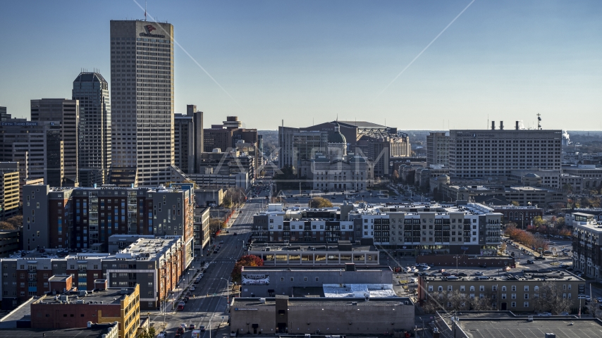 The Indiana State House in Downtown Indianapolis, Indiana Aerial Stock Photo DXP001_091_0003 | Axiom Images