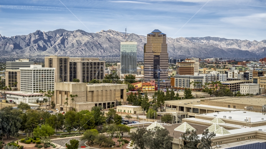 The courthouse and office high-rises, Downtown Tucson, Arizona Aerial Stock Photo DXP002_145_0006 | Axiom Images