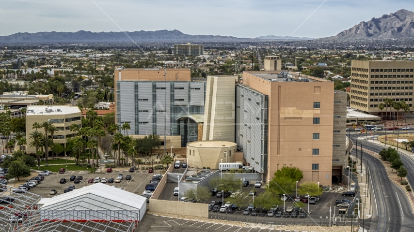 A district court building in Downtown Tucson, Arizona Aerial Stock Photo DXP002_145_0008 | Axiom Images