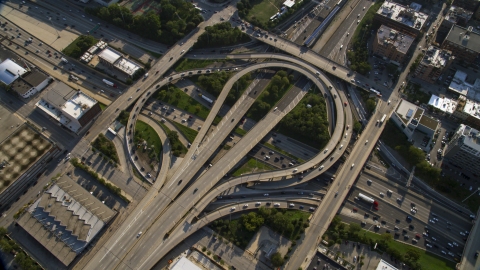 AX0002_058.0000174F - Aerial stock photo of The Circle Interchange in West Chicago, Illinois