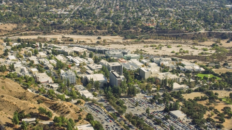 AX0159_072.0000384 - Aerial stock photo of The research and development center, JPL, Pasadena, California